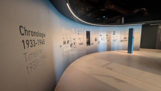 Fresque chronologique du parcours de visite du Musée de la Résistance et de la Déportation de l’Aisne.